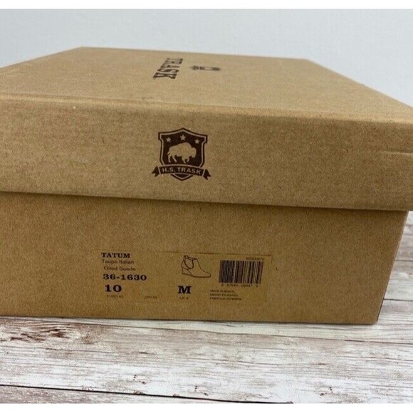 Trask Tatum Wedge Heel Booties Ankle Pull On Round Toe Taupe Tan Oiled Suede 10 - Picture 14 of 14